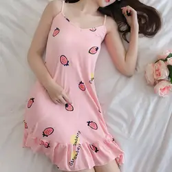 10 видов цветов без рукавов sexy пижамы мультфильм печатных v-образным вырезом ночная рубашка большие размеры лето-весна платье женское белье