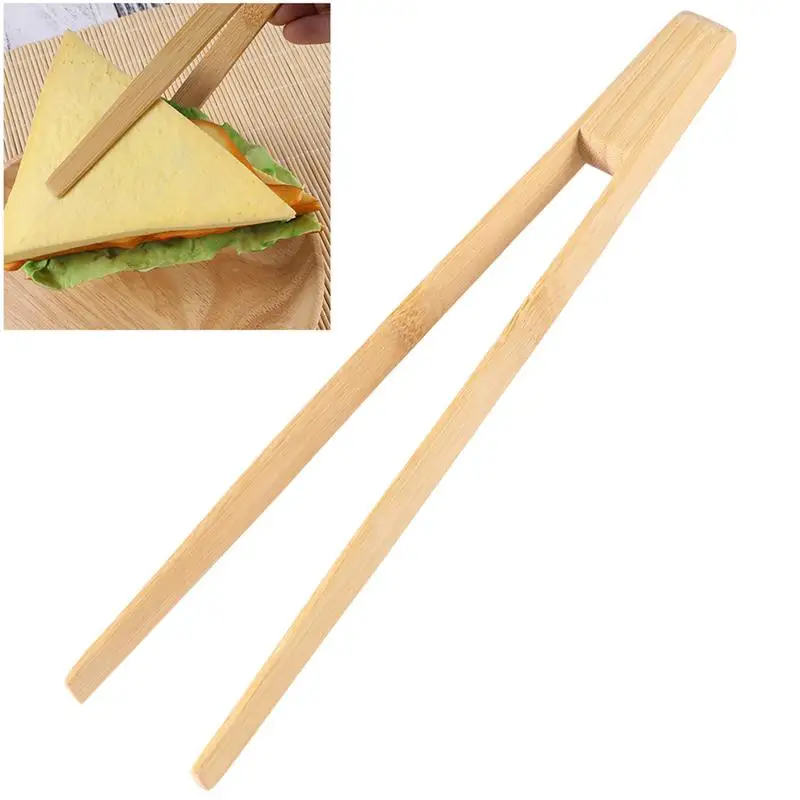 

2pcs Bamboo Toaster Kitchen Tongs Long Easy Grip Toaster Serving Tongs for Cooking Toast Bread Barbecue Grilling Baking Frying