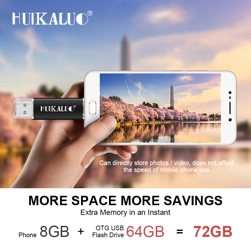 Huikaluo USB 2 0 металлическая ручка диск памяти для смартфона/планшета/ПК 64 ГБ 32 16 8