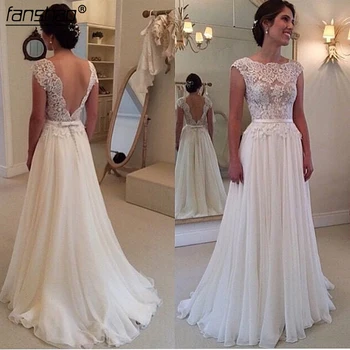

Beach Vestido De Noiva Elegant Wedding Dresses A-line Tulle Lace Backless Dubai Arabic Boho Wedding Gown Bridal Dresses
