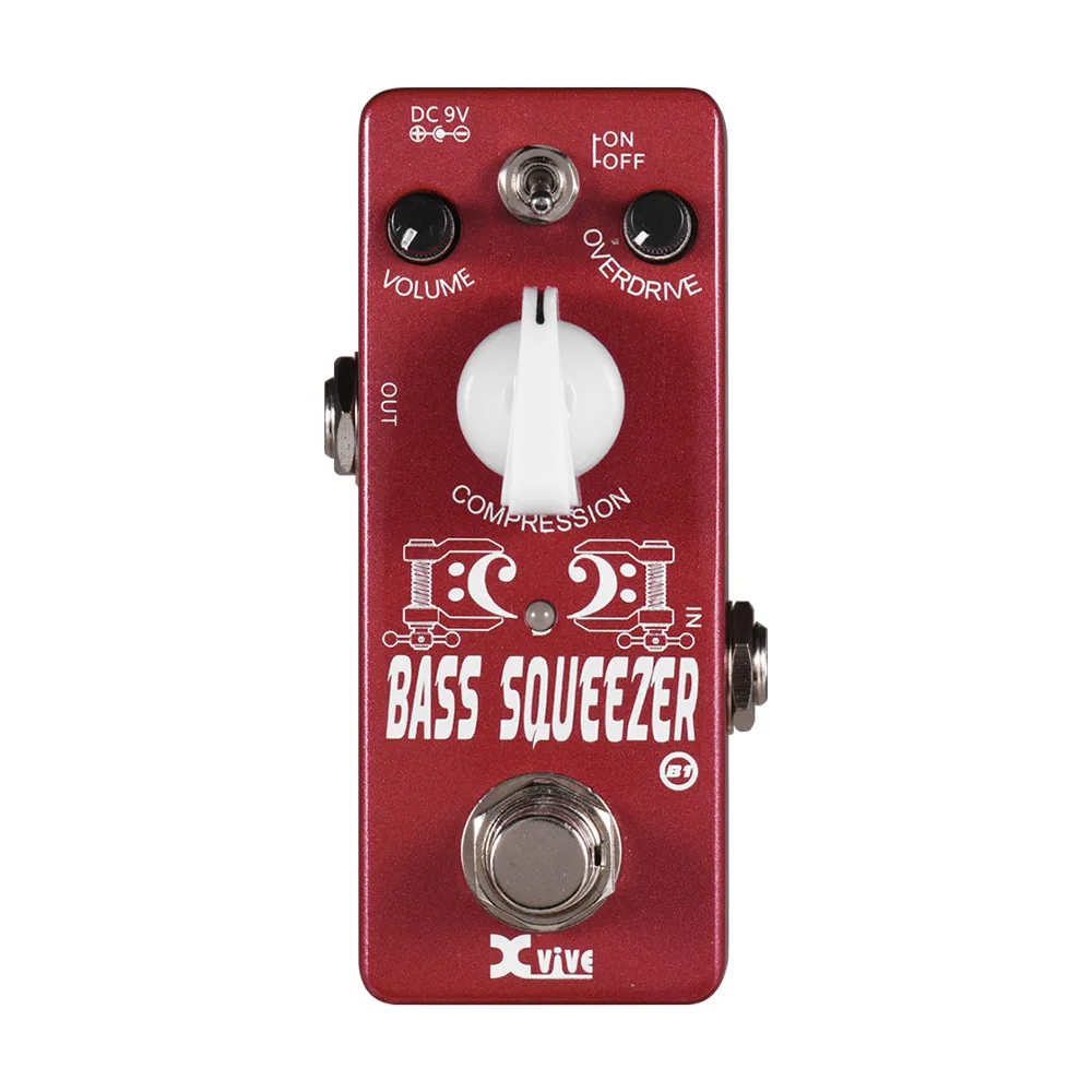 

XVIVE B1 BASS SQUEEZER Guitar Effect Pedal Bass Compressor Compression Guitar Pedal with Volume Overdrive Compression Controls