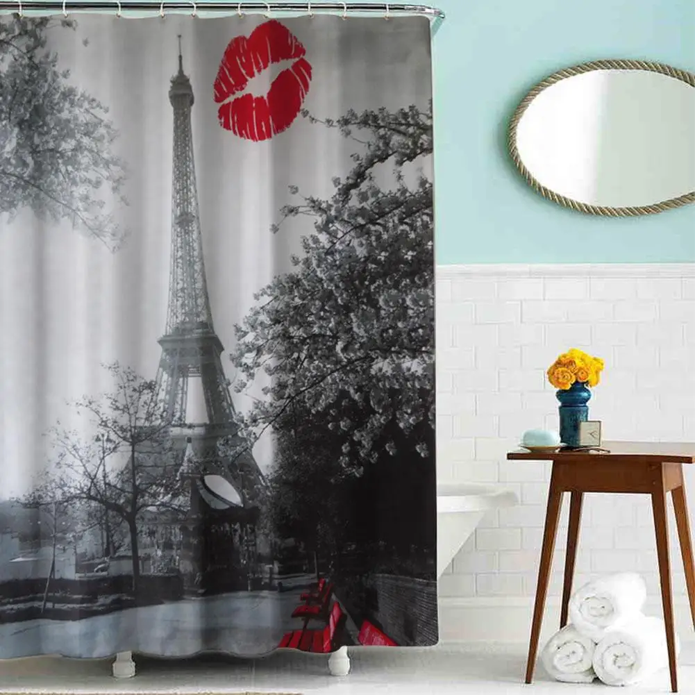 

Zerodis Curtain For Bathroom Polyester Fabric Waterproof Blackout Bathroom Shower Curtain with Hook