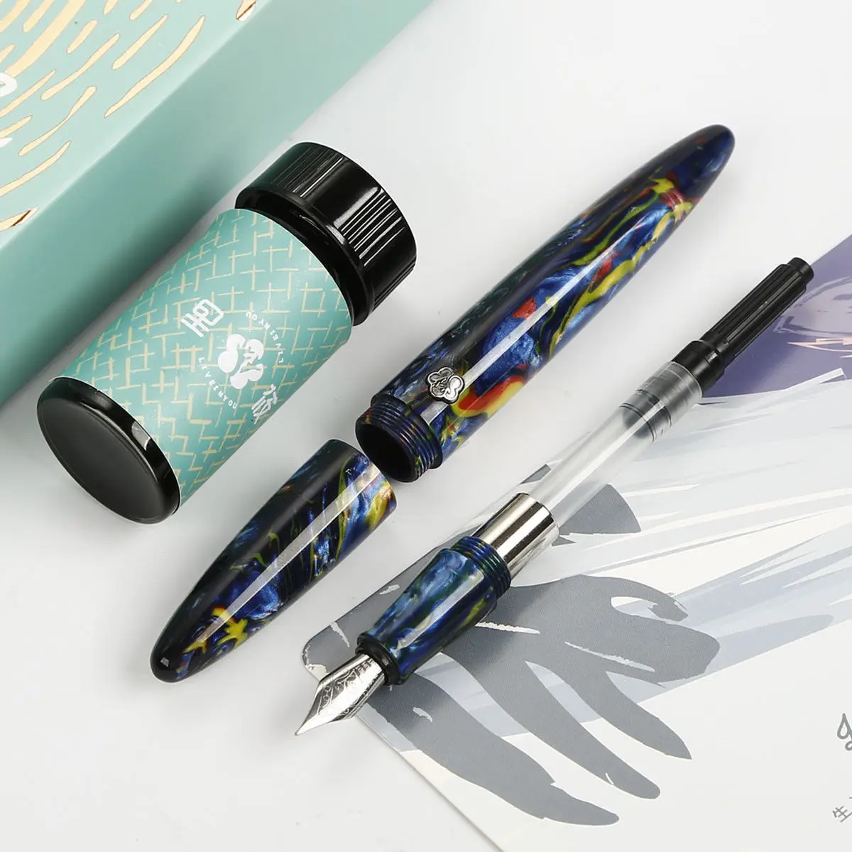 

Resin Acetate Fiber Awesome Fountain Pen Schmidt Fine Nib Writing Ink Pen Set for Gift Business Collection Pen Gift