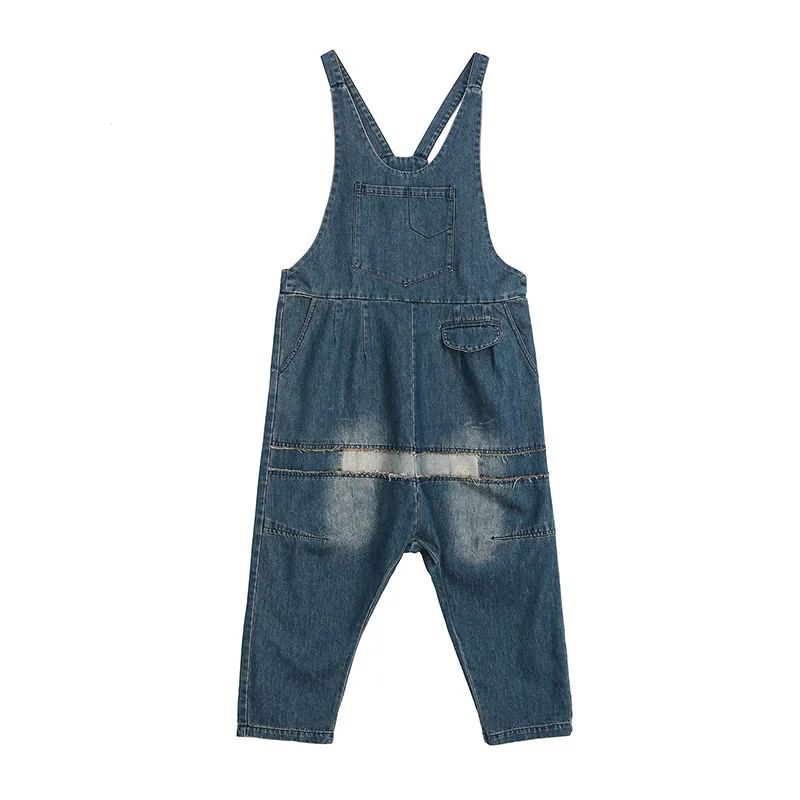 

Sleeveless Jumpsuits Women Baggy Denim Suspender Drop Crotch Overalls Large size Wide Leg Bib Jeans Loose Casual Cowboy Rompers