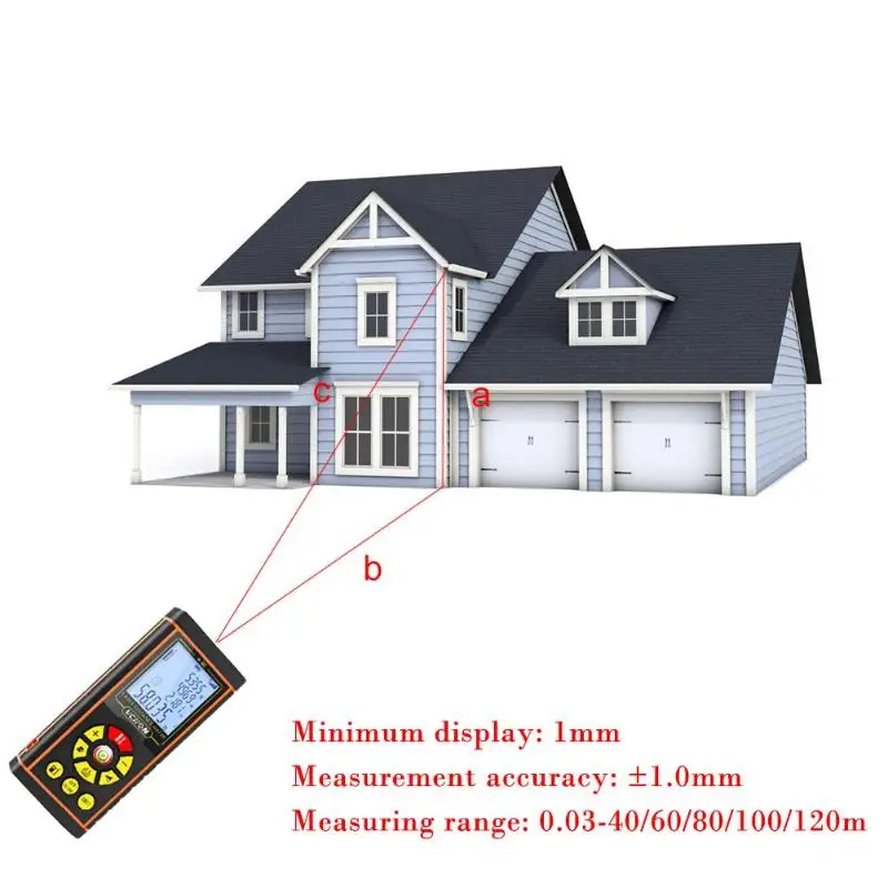 

Alloet Handheld High Precision Infrared Laser Rangefinder Measure Distance Meter 0.03-40/60/80/100/120m Measurement range