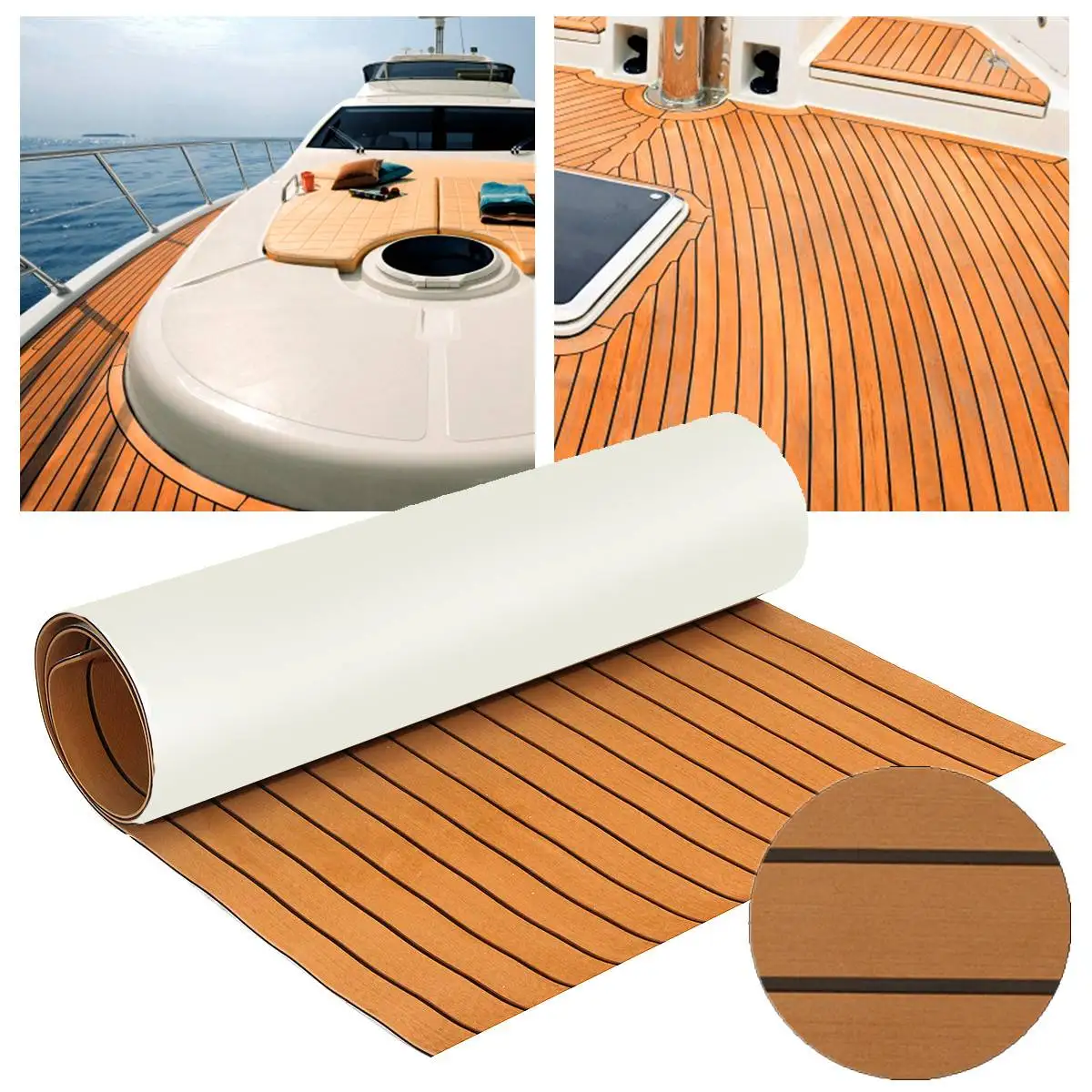 89x230cm 6mm EVA Foam Yacht Teak Deck Sheet Floor Self Adhesive Mat