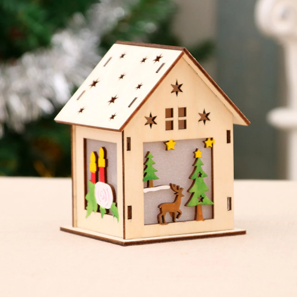 Новый DIY деревянный светодиодный светильник дом милый снеговик Санта Клаус Лось