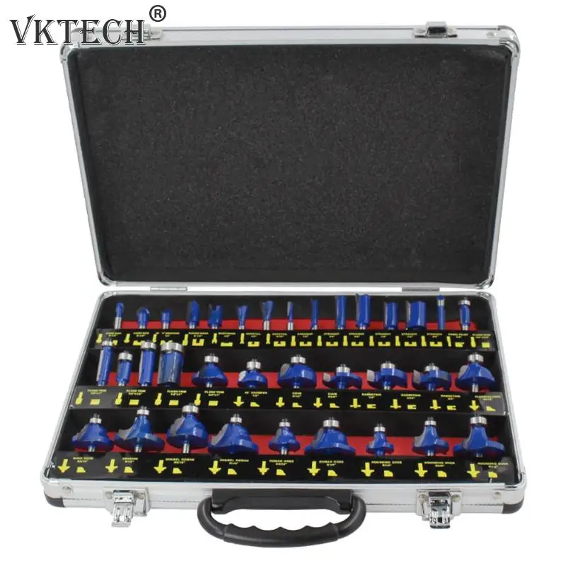 

35pcs/set Milling Cutter 1/4in Handle Wood Router Bit Carbide Shank Mill Engraving Trim Woodworking Milling Cutter Tool