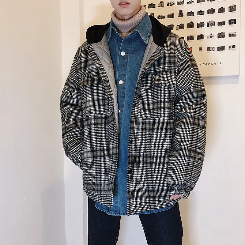 Incluso Coreano Edición ropa Tamaño 2018 Cachemira Suelta Nueva Abrigo Casual Black Sombrero Celosía khaki Invierno Gruesa Amantes Algodón Acolchada De Gran TpZ0wAxq