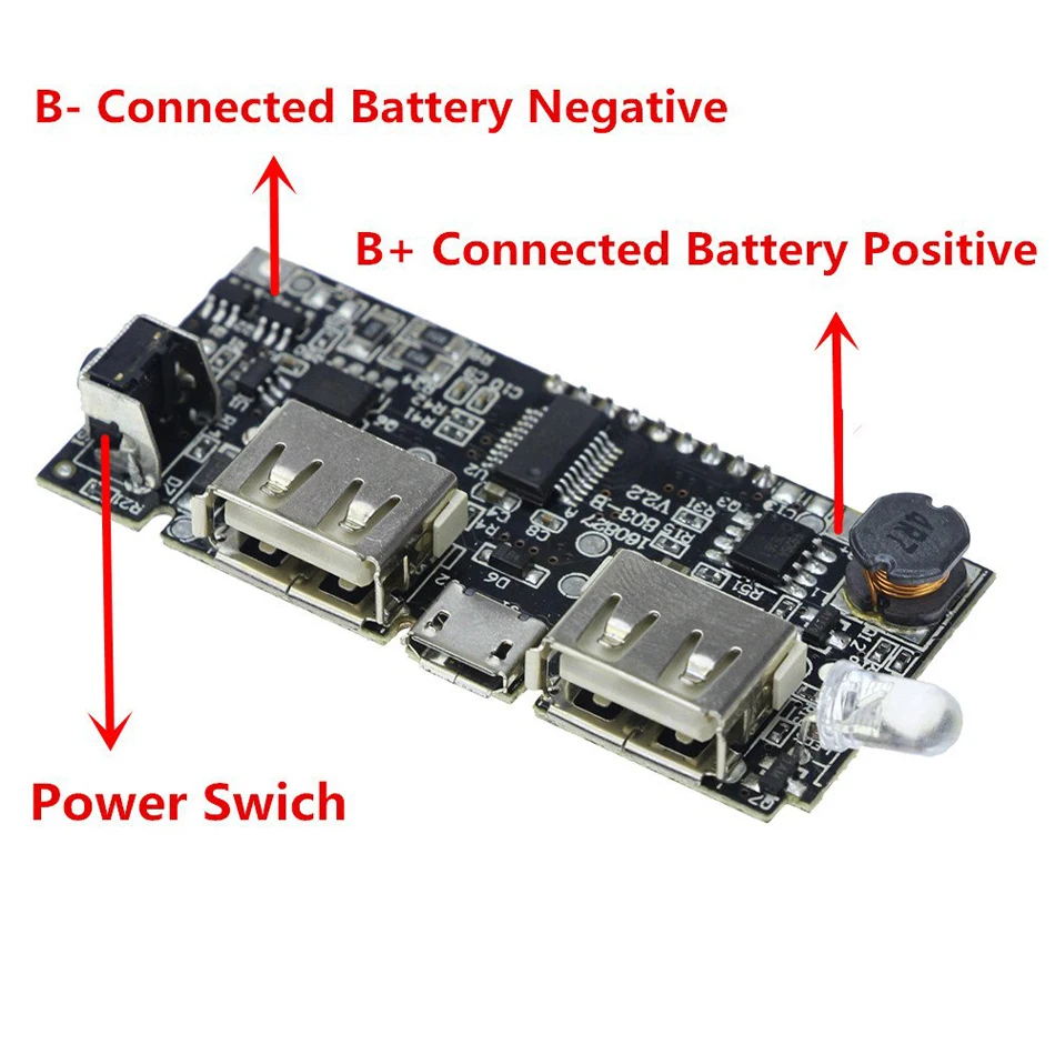 Двойное зарядное устройство USB 18650 PCB модуль питания 5 в 1 а 2 А Мобильный Внешний