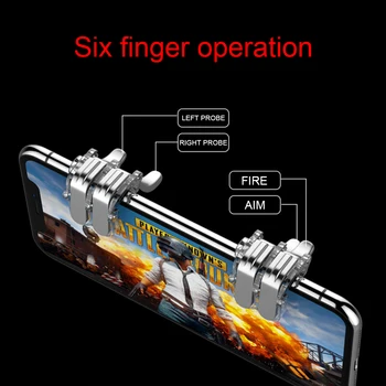 

2pcs 6 finger Phone Gamepad Gaming Trigger Metal Trigger PUBG Fire Button Aim Key L1 R1 Shooter Controller PUBG Aim Fast