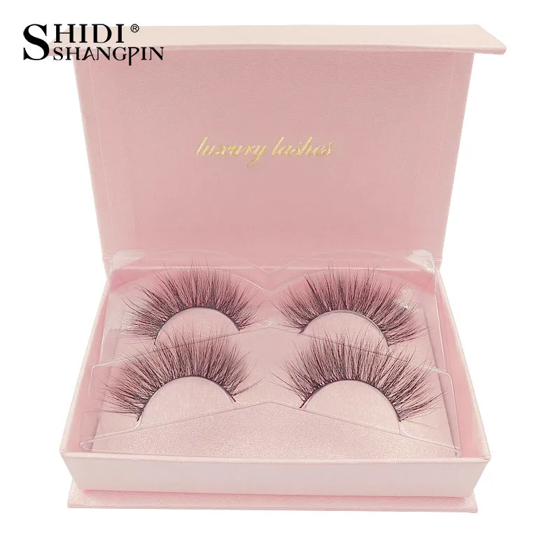 

SHIDISHANGPIN 2 pairs winged false eyelashes long 3d mink lashes makeup volume fake eye lashes mink eyelashes full strip lashS23