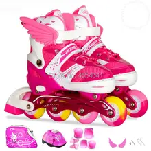 Детские коньки с полной вспышкой, роликовые коньки, регулируемые коньки, роскошный костюм с полной вспышкой