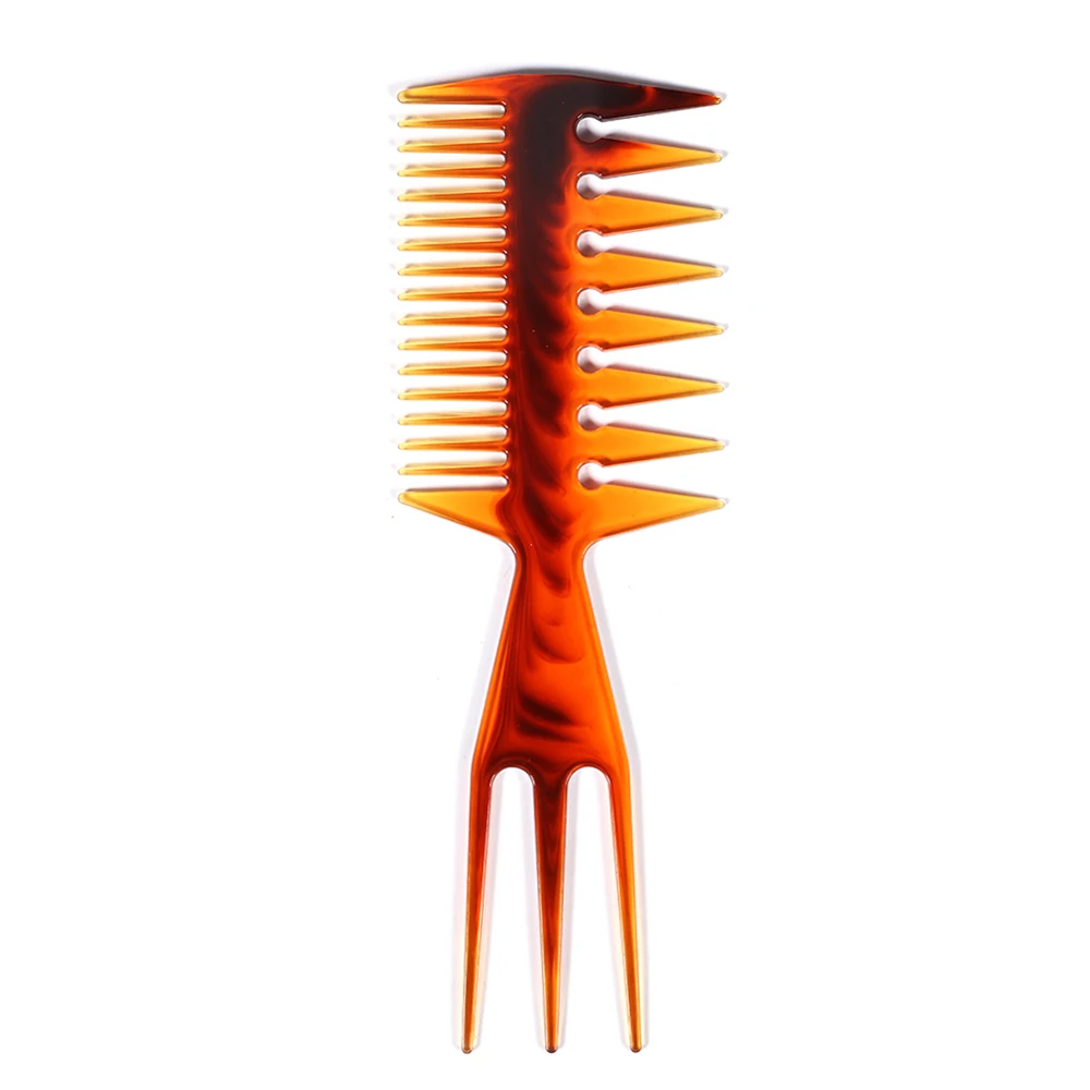 Abody Three sided Hair Comb Amber Color Insert Afro Hair Pick Comb Wide