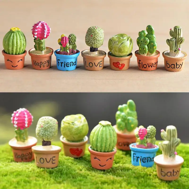 مجموعة من 7/7 PCS الاكسسوارات دمية مصغرة الصبار النباتات الأطفال التنوير الألعاب التعليمية عطلة هدية عيد ميلاد للأطفال