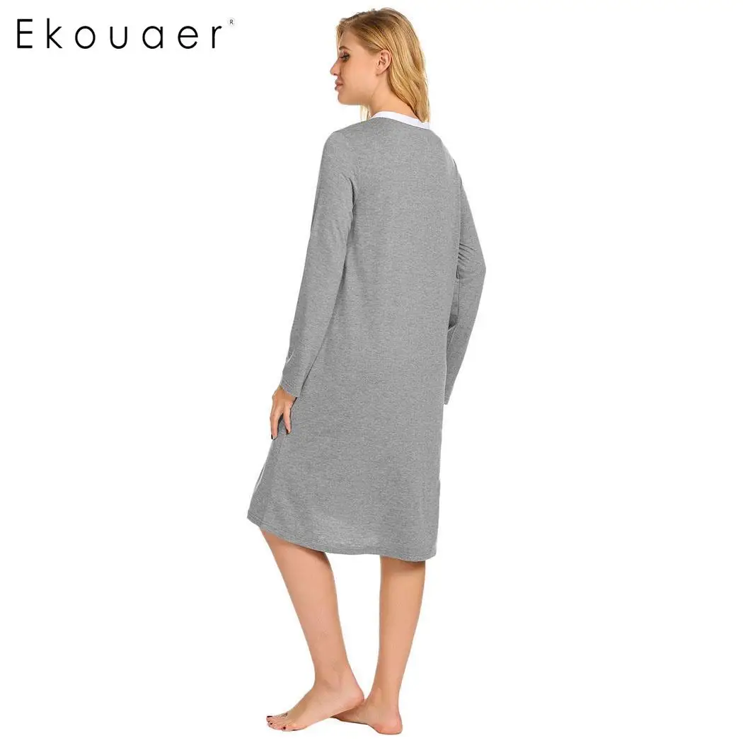 Ekouaer ночная рубашка с длинным рукавом для женщин беременных кормления