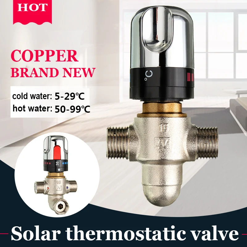 

G1/2 Solar Thermostatic Control Valve Chrome Corner Radiator Valve Set Cold And Hot Water Heater Mixer Valve Adjust Temperature