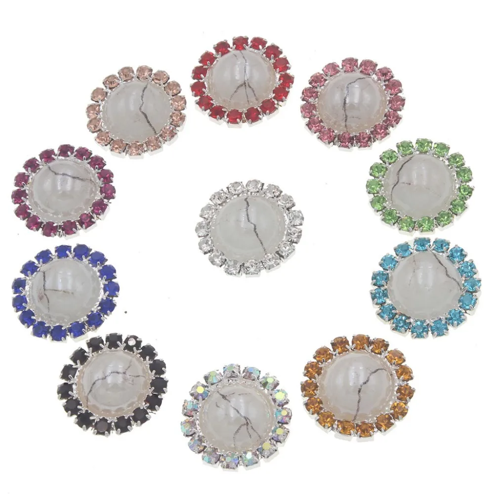 

Rhinestones Ceramic Stone Pearl Buttons Decorative For Craft Hand Made Botones Madera Sewing Accessories Strass Botoes 10pcs