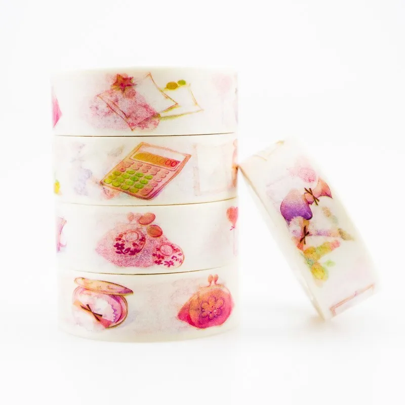 

Japanese Pink Little Things Washi masking tape sticky color decorative tape set DIY decoration office stationery scrapbook 1PCS