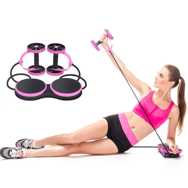 Ab Roller Wheel with Mat Abdominal Trainer Wheel Arm Waist Leg Exercise Multi-functional Resistance Pull Rope Fitness Equipment