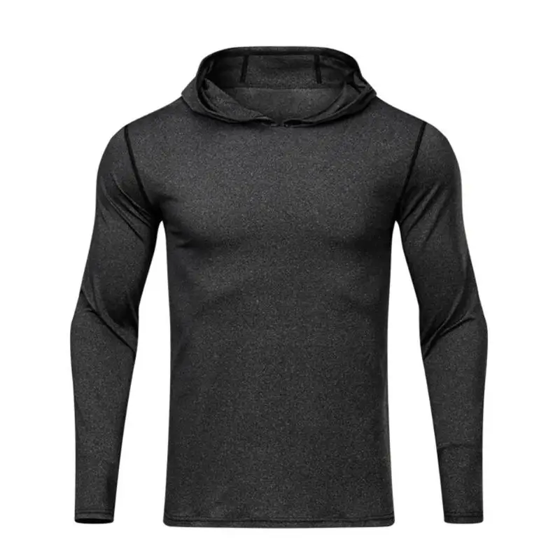 

Men Hooded Sports T-Shirt Running Training Fitness Long Sleeve ElasticLoose Casual Tops Sportswear