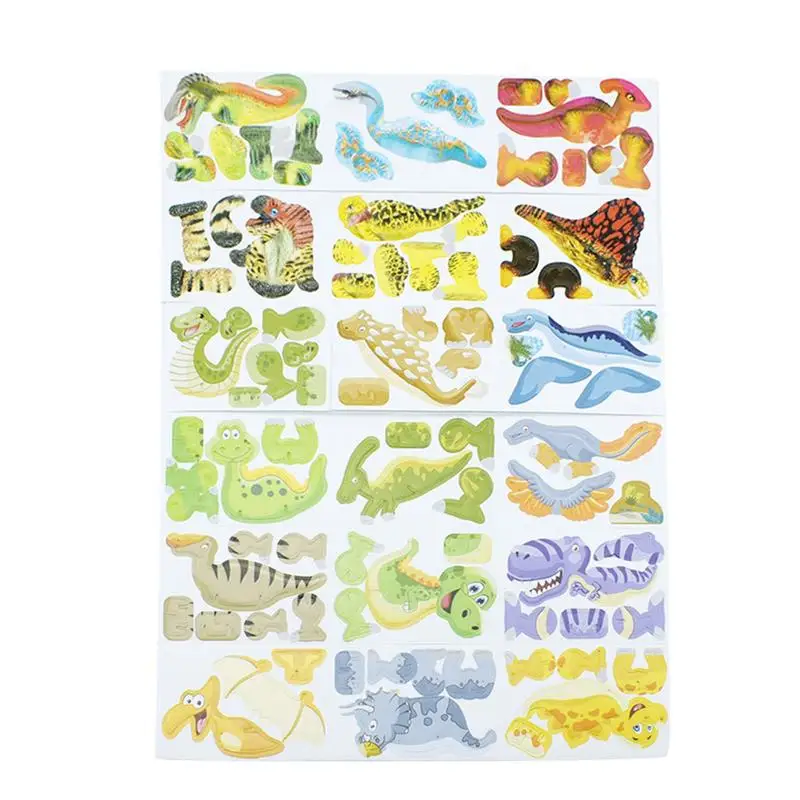 

50pcs 3D Puzzle Papers Modeling Dinosaur Pattern Early Learning Cartoon Educational Jigsaw Puzzle for Toddlers Infants Baby