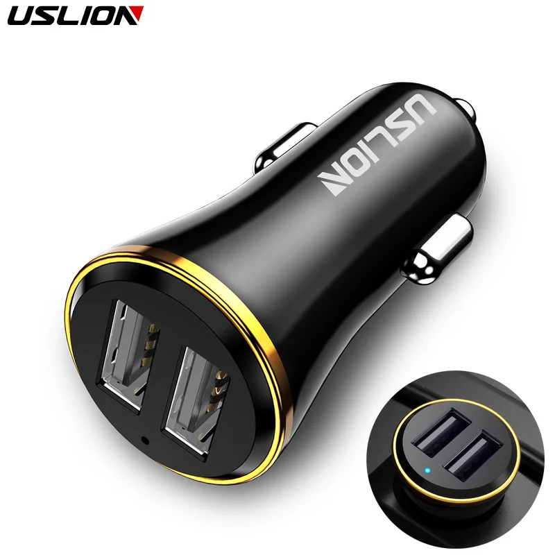 USLION USB شاحن سيارة للهاتف 2A المزدوج USB سريع شاحن آيفون X XS 8 هواوي الهاتف البسيطة سيارة-مهايئ شاحن شاحن يو اس بي