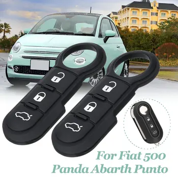 

Black Rubber 2 PCS Fob Key Remote 3 Button Rubber Button Pad For Fiat 500 Panda Abarth Punto 3 Button Remote Car Key Pad