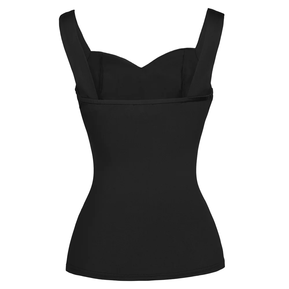 

Women Solid Color Sleeveless Classic Sweetheart Neckline Elastic Tank Tops