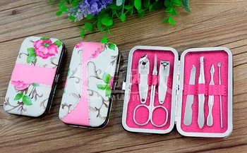

200set 7pcs/set Stainless steel Nail Art Manicure Set Nail Care Tools Mini Finger Cutter Clipper File Scissor Tweezers fashion