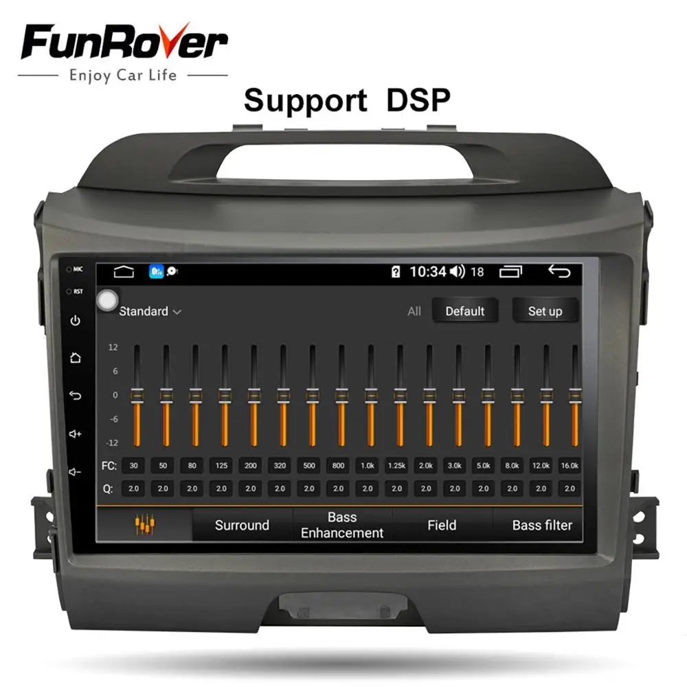 Best Funrover android 9.0 2 din car dvd multimedia player for Kia sportage 3 4 radio gps navigation accessories stereo DSP RDS 2.5D 2