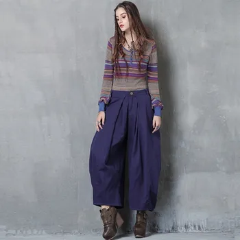 

2019 spring and autumn new stylish irregular trousers retro fashion casual wide leg pants female 2212