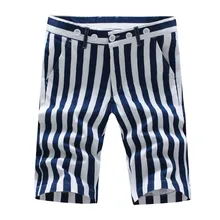 Для мужчин брендовые новые летние Smart Повседневное хлопка полосатые шорты Для мужчин джинсовой моды мыть Slim Fit Брюки Шорты в уличном стиле