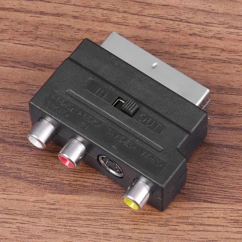 RCA 21pin S-Video/AV/tv/аудио адаптер конвертер для SCART евро штекер к S-Video+ 3 RCA видео левый и правый канальный адаптер