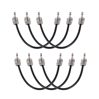 

ammoon 30cm/ 12in Guitar Effect Pedal Instrument Patch Cable 1/4" Silver Right-angle Plug Black PVC Jacket, 3-Pack/6-Pack Option