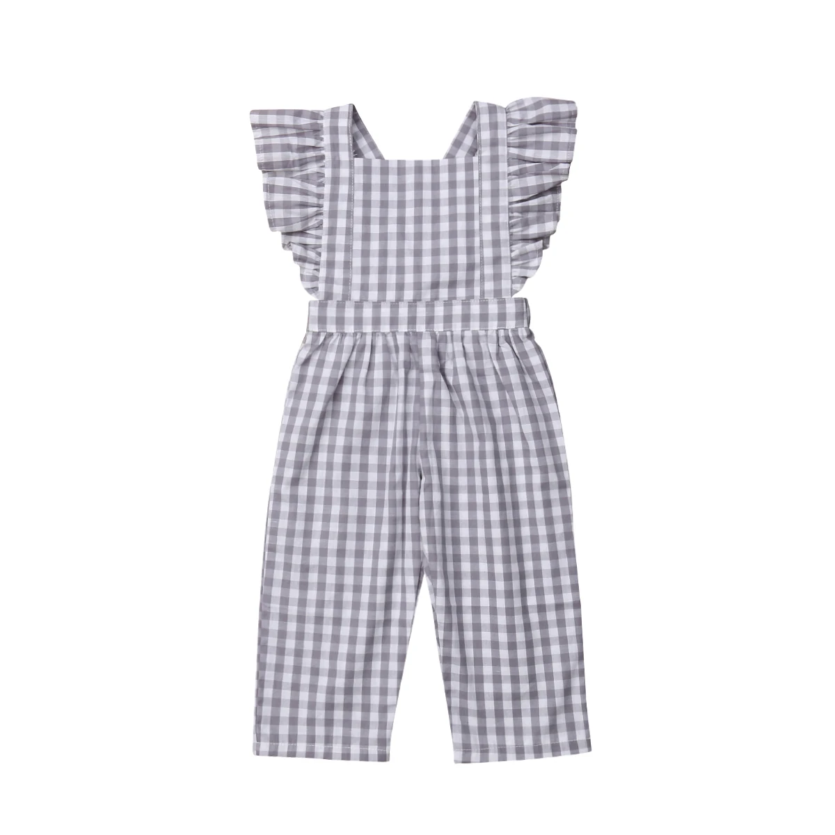 Toddler Kids Baby Girl Summer Plaid Backless Romper Jumpsuit Playsuit Sunsuit Clothes Girls