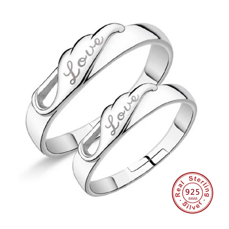 Hot Sale Bride Wedding Engagement Rings Bijoux Fashion 925 Sterling Silver For Women Couple Adjustable JN0351 | Украшения и