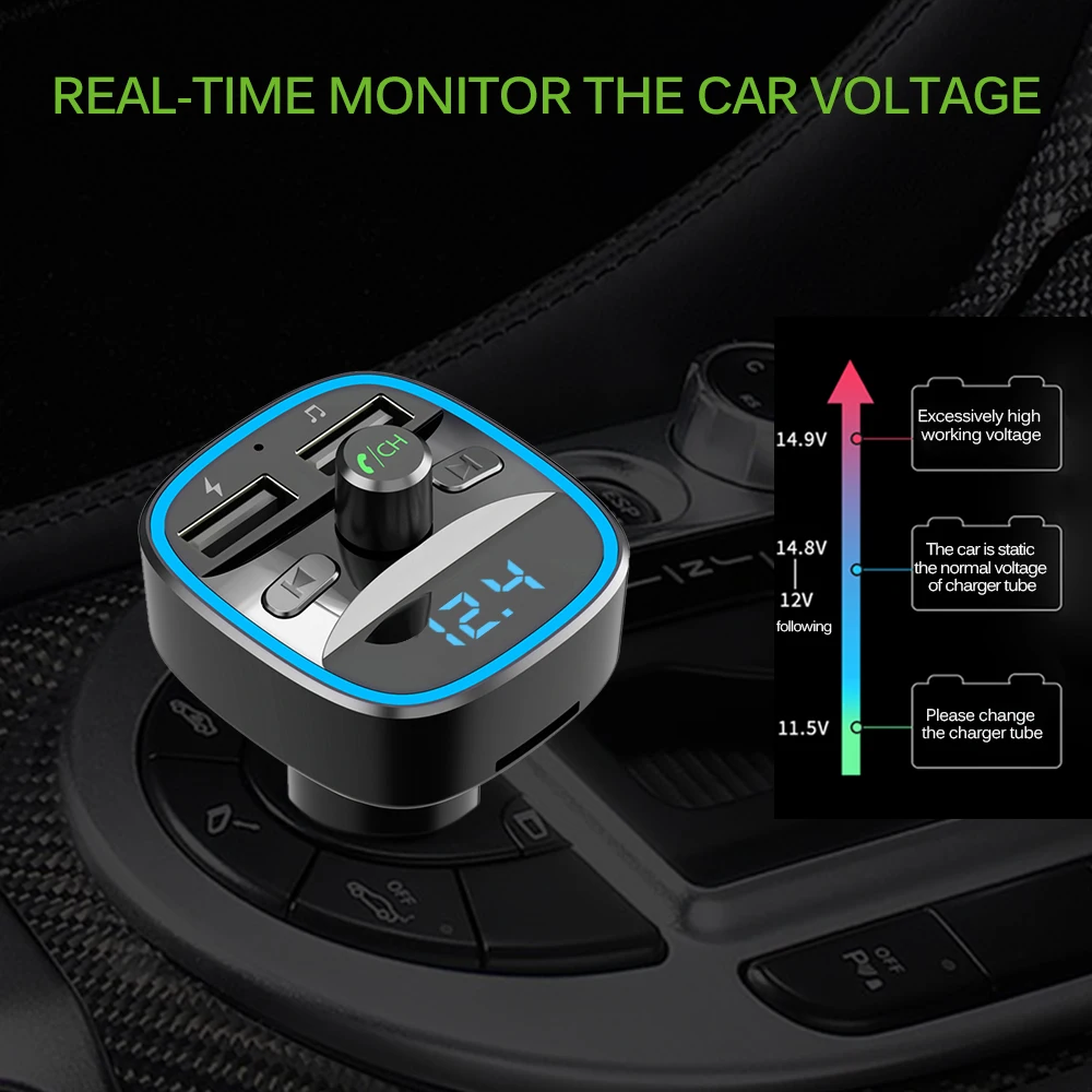 Fm передатчик модулятор Bluetooth V5.0 Автомобильный MP3 плеер с громкой связью