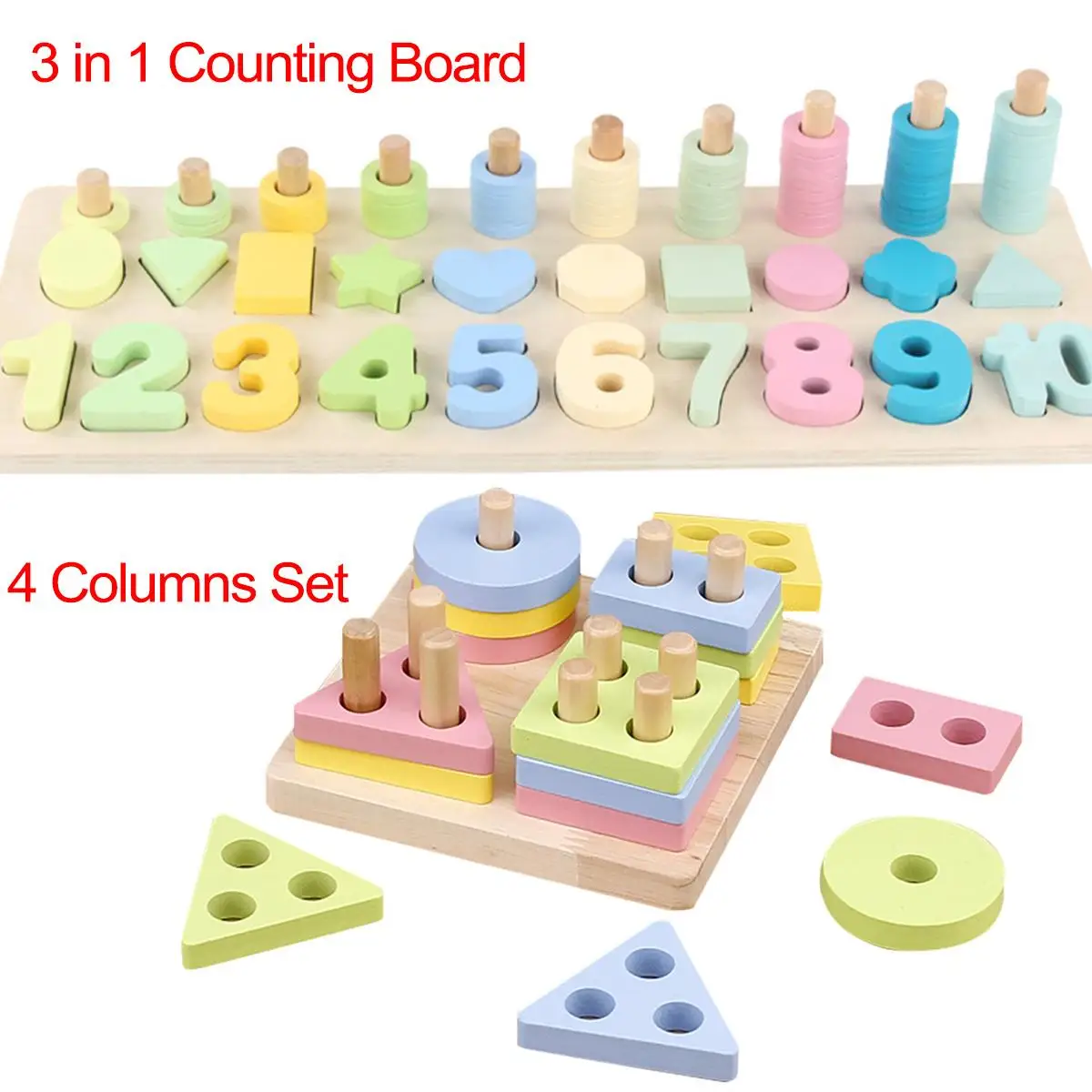 

Montessori Math Toys Digital Shape Pairing Learning Preschool Counting Board Kids Educational Wooden Toys for Children Gift