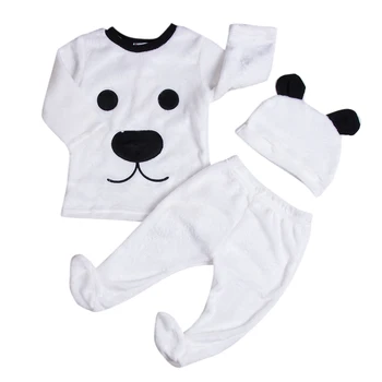

Cartoon Bear Newborn Baby Girl Boy Warm Flannel Clothes Set Long Sleeve Tops+ Pants kids Fluffy Clothing Set
