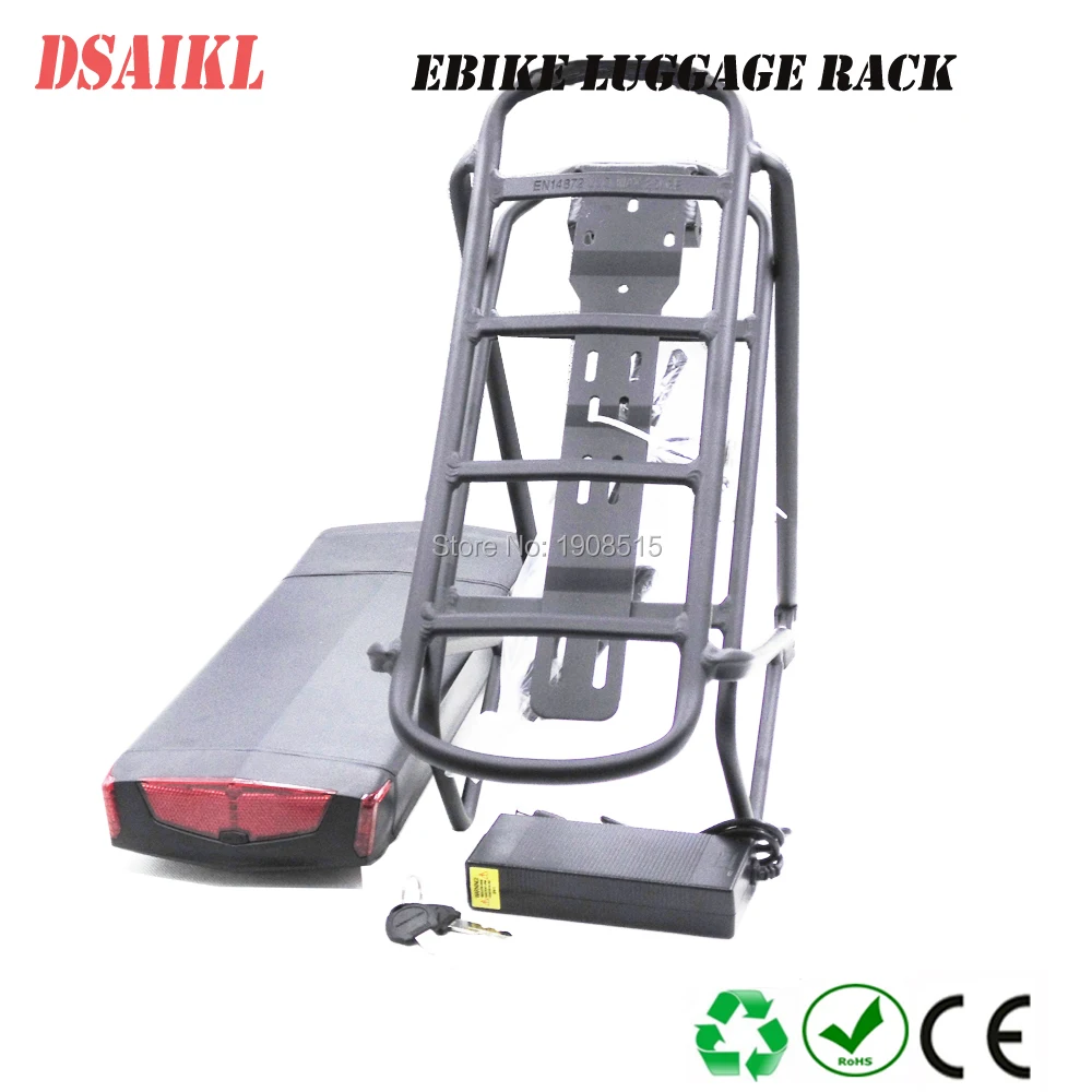 

500W 750W rear rack battery pack 48V 10.4Ah 11.6Ah 12Ah 13Ah 14Ah with charger and ebike carrier rack