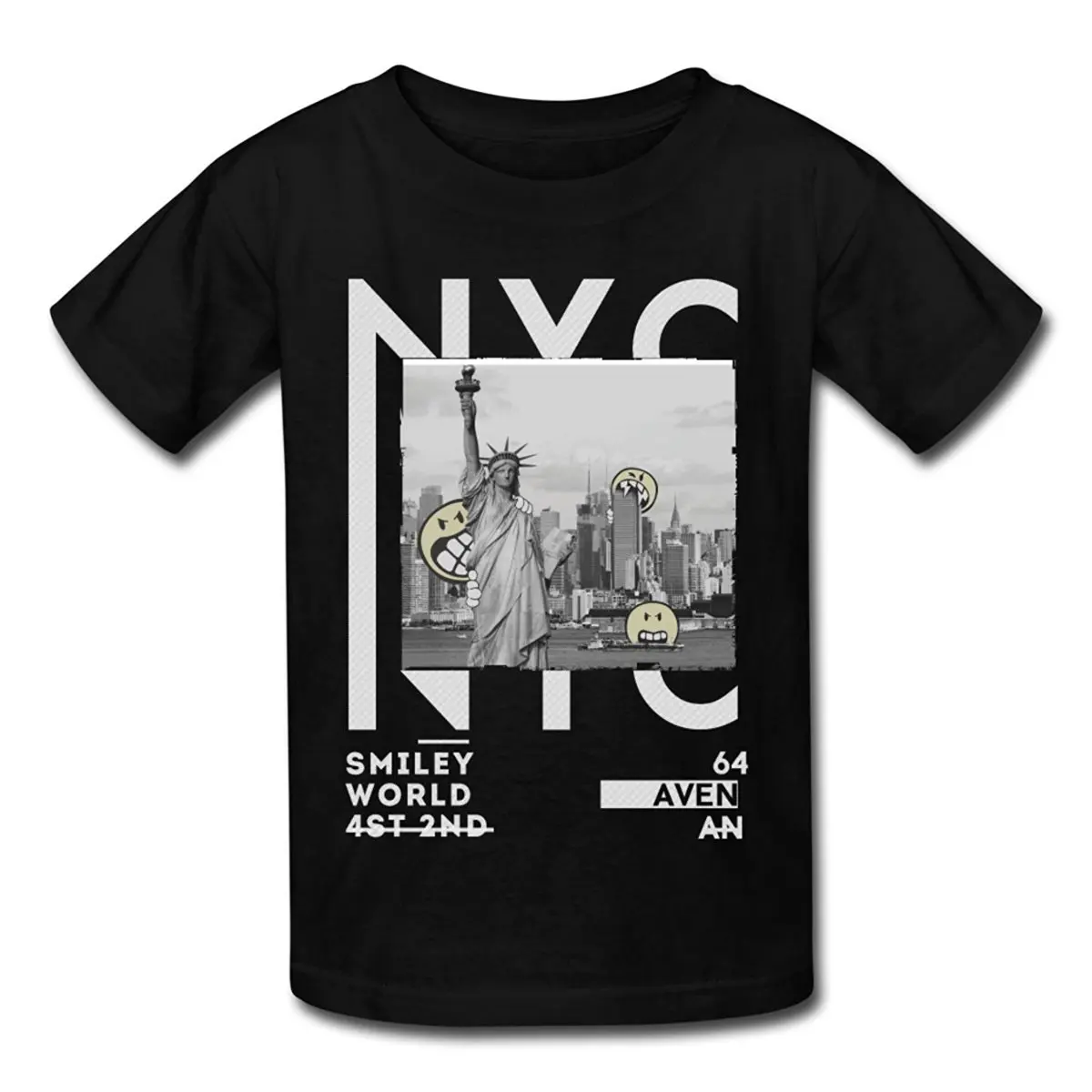 Smiley World NYC Statue Of Liberty Kids' T-Shirt T-Shirt Novelty Cool Tops Men'S Short Sleeve Tshirt 2017 New Men'S T Shirt