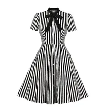 Sisjuly Vintage Stripe Midi Dress Women Summer 1950s Bow Collar Elegant Office Casual Goth Ladies Retro Rockabilly Dresses Sisjuly Vintage Stripe Midi Dress Women Summer 1950s Bow Collar Elegant Office Casual Goth Ladies Retro Rockabilly Dresses