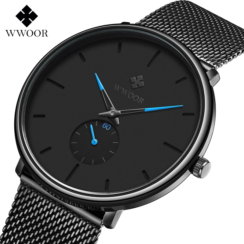 

WWOOR Quartz Watches For Mens Watches Top Brand Luxury Waterproof Analogue Wristwatches Durable Business Casual Watch Strap 8855
