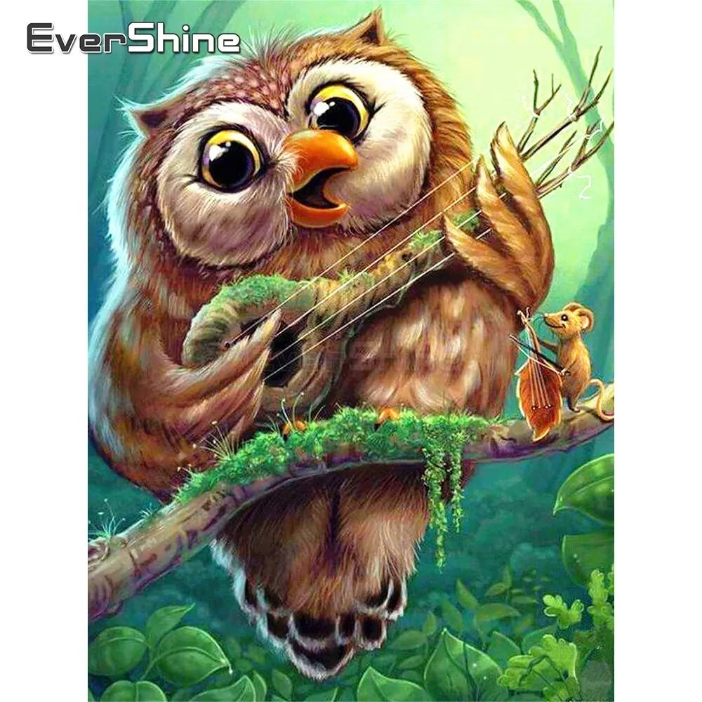 EverShine 5D DIY Diamond Painting Cartoon Animals Picture Rhinestones Diamond Embroidery Owl Cross Stitch Mosaic Children Gift