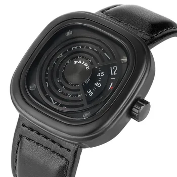 

Timekeeper Unique Watch Case Quartz Watch Movement for Men Women High-tech Sense Analog Wrist Watches Leather Watch Band Clock
