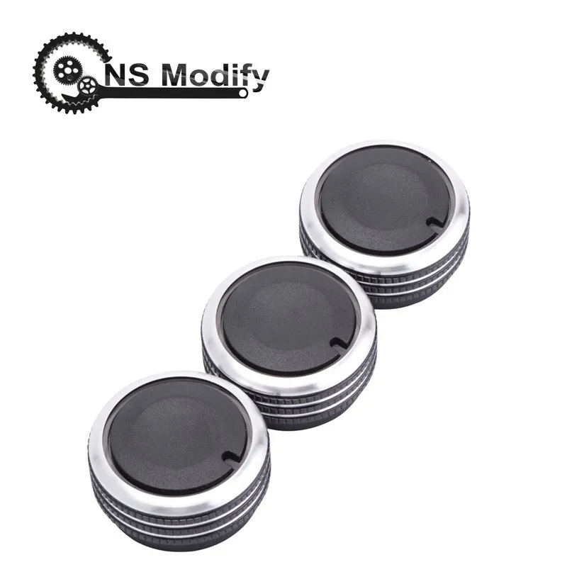 

NS Modify 3 Pcs Set Car Part Black AC Knob Car Air Conditioning Heat Control Switch Knob For Vela VIZI Vios Aluminum Alloy