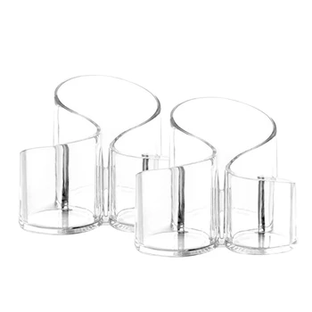 

2 Pcs Storage Box Transparent Eyebrow Pencil Container Cosmetic Organizer Brushes Holder For Bedroom Desktop Home
