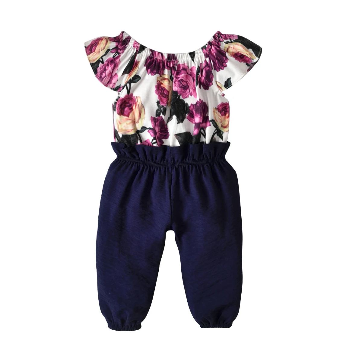 

Pretty Toddler Girls Ruffled Sleeve Floral Jumpsuit With Belt