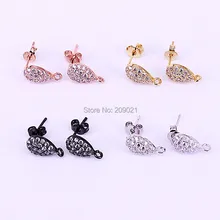 20 пар модные ювелирные изделия с фианитами полный проложили кубического циркония падения Шпильки, 7* мм 12 мм, серьги выводы, аксессуары